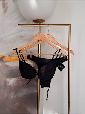⏱️24 HR SALE⏱️ Zaful Black Ribbed Bikini Set